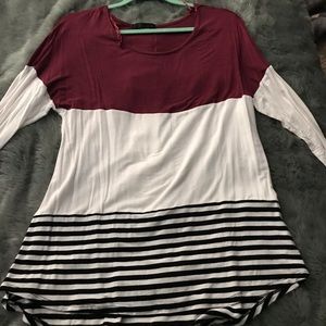 multi pattern long sleeve top